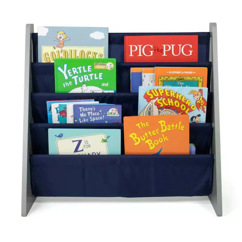 Étagère à Livres pour Enfants 4 Niveaux Marine/Gris