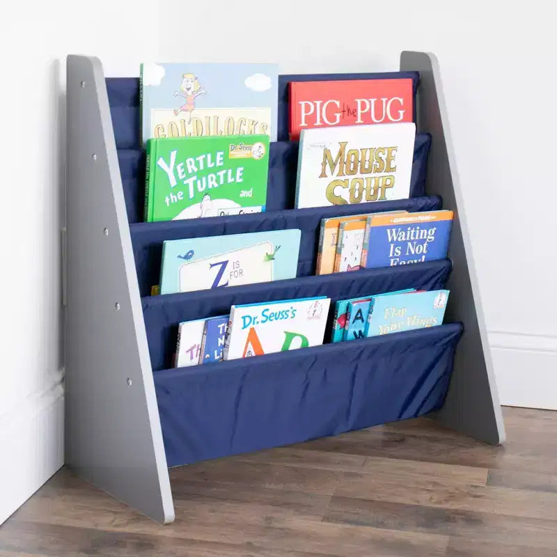 Étagère à Livres pour Enfants 4 Niveaux Marine/Gris