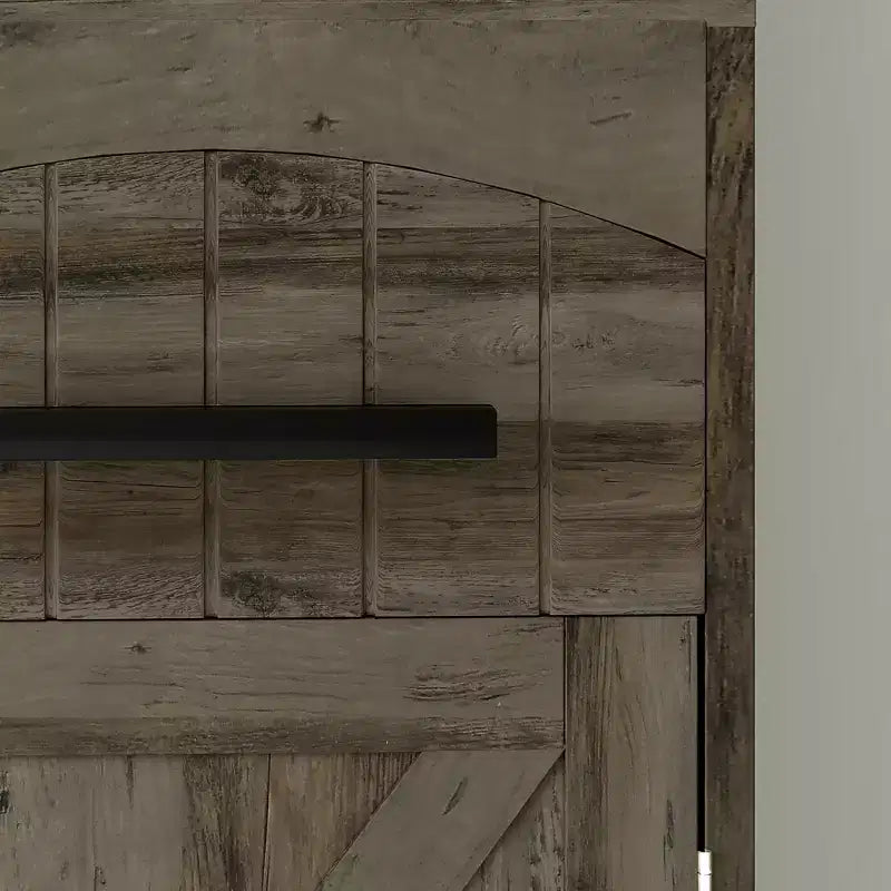 Meuble de Rangement Étroit de Salle de Bain de Style Ferme avec Tiroir Encastré, Armoire de Rangement Haute et Mince avec Porte de Grange