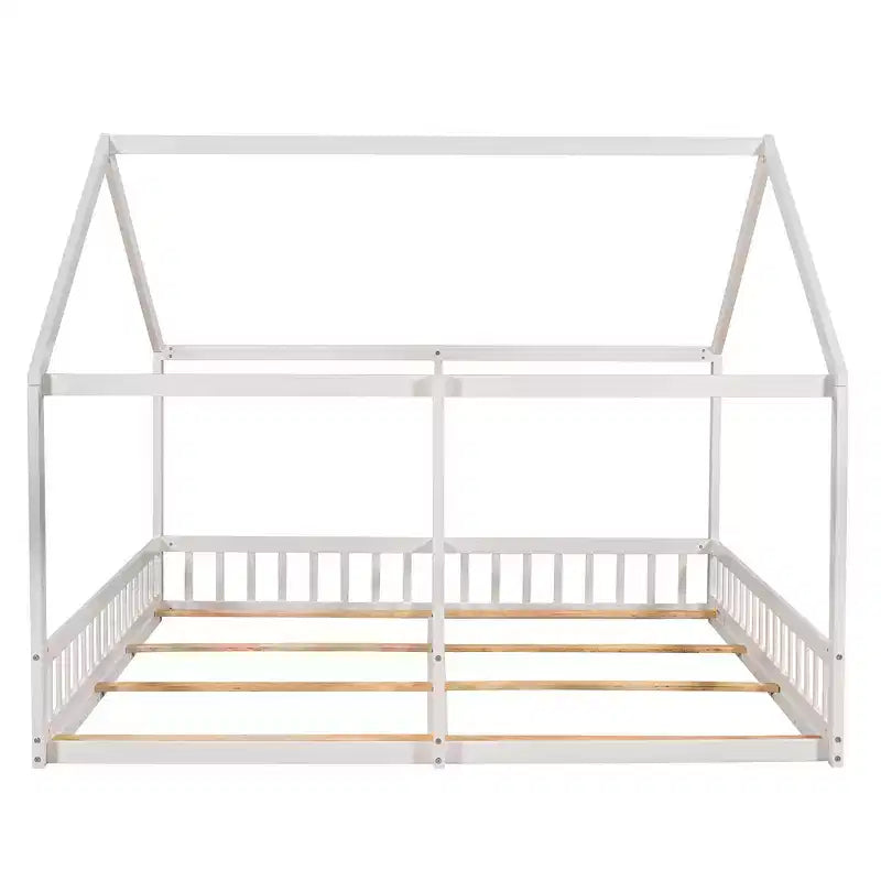 Lits plateformes de maison en bois pour lits jumeaux au design moderne avec 2 lits partagés