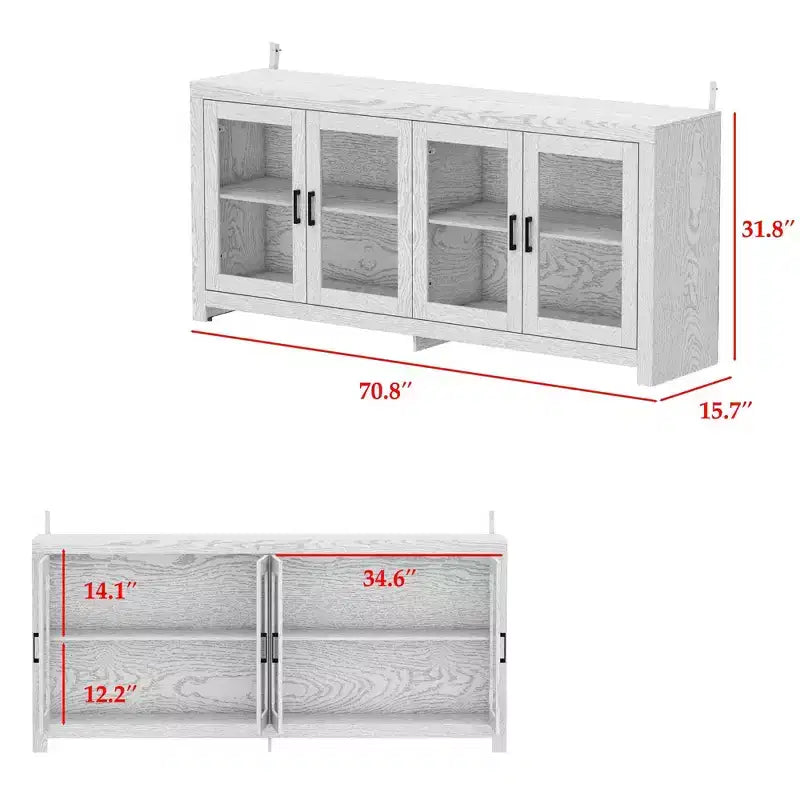 Sophisticated White Accent Cabinet Storage Cabinet: Elegant Storage with Rich Wood Grain Finish