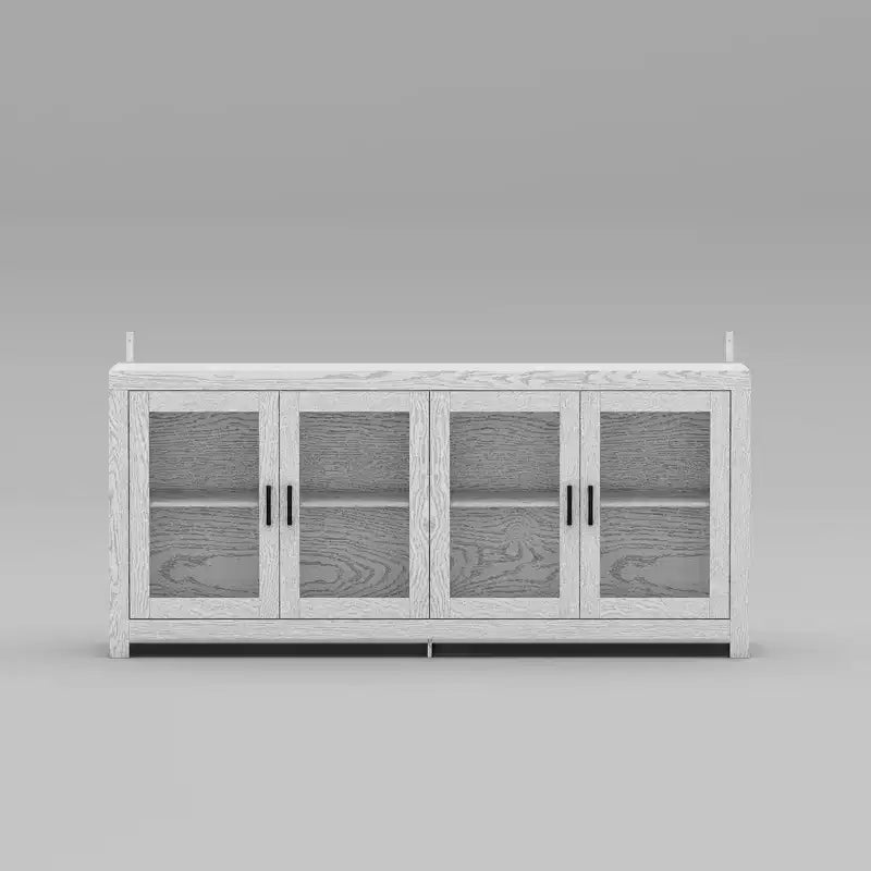 Sophisticated White Accent Cabinet Storage Cabinet: Elegant Storage with Rich Wood Grain Finish