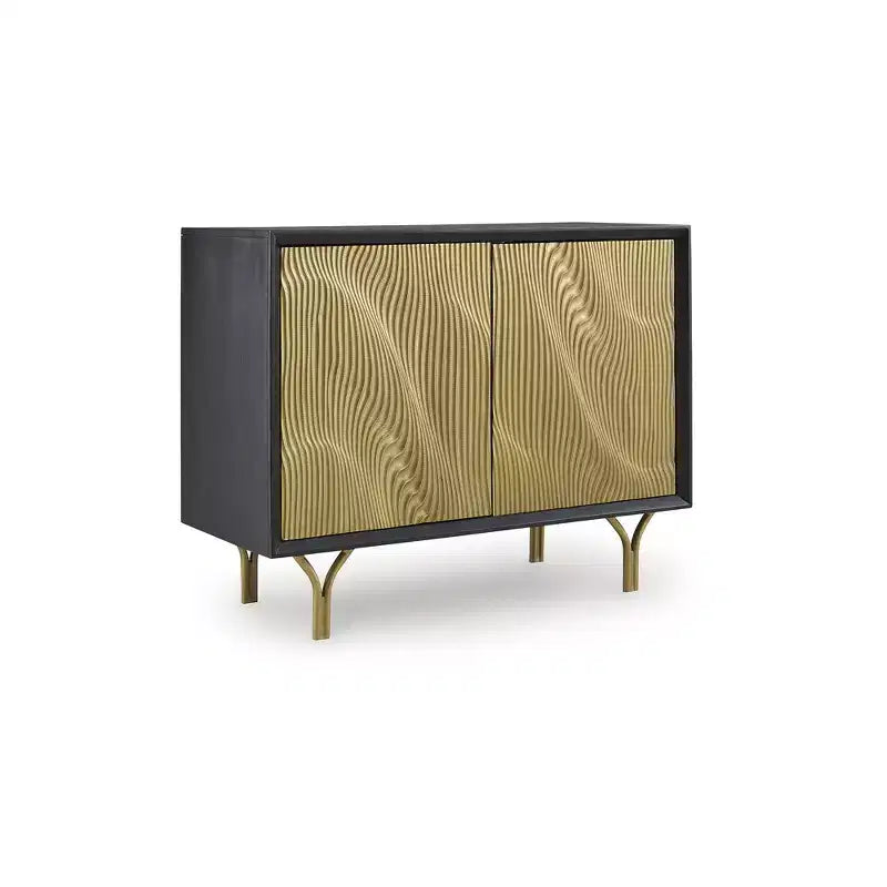 Meuble de rangement d'appoint avec portes finition or, cadre noir