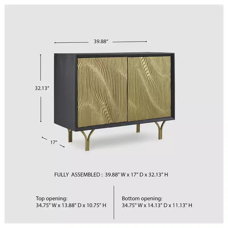 Meuble de rangement d'appoint avec portes finition or, cadre noir
