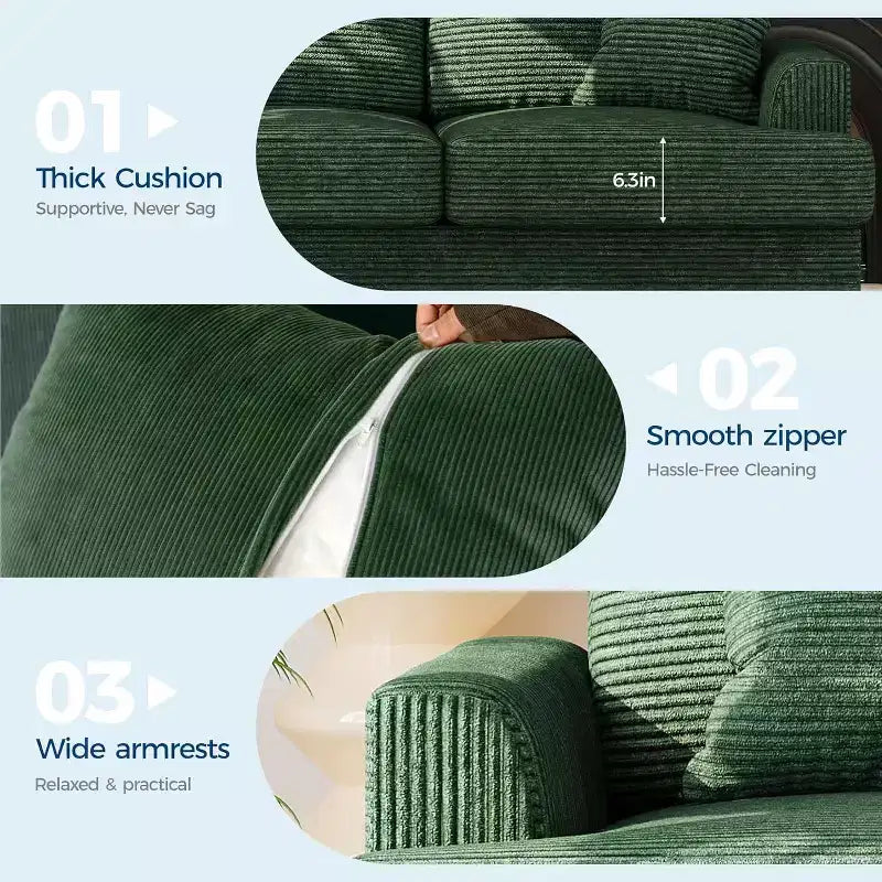 Canapé nuage moelleux 86", 3 places avec assise profonde, 2 coussins de dossier amovibles et oreillers décoratifs pour salon/chambre/appartement