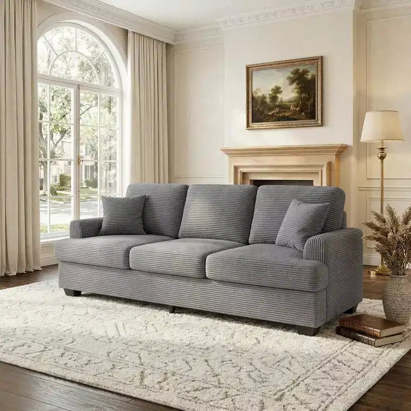 86 Plush Cloud Sofa, 3-Seater with Deep Seats, 2 Removable Back Cushions & Throw Pillows for Living Room/Bedroom/Apartments