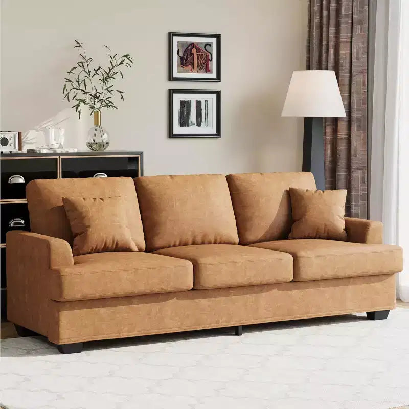 86 Plush Cloud Sofa, 3-Seater with Deep Seats, 2 Removable Back Cushions & Throw Pillows for Living Room/Bedroom/Apartments