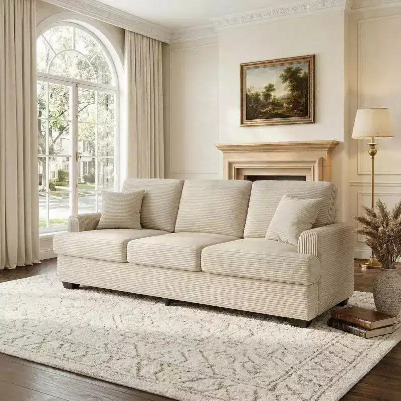 86 Plush Cloud Sofa, 3-Seater with Deep Seats, 2 Removable Back Cushions & Throw Pillows for Living Room/Bedroom/Apartments