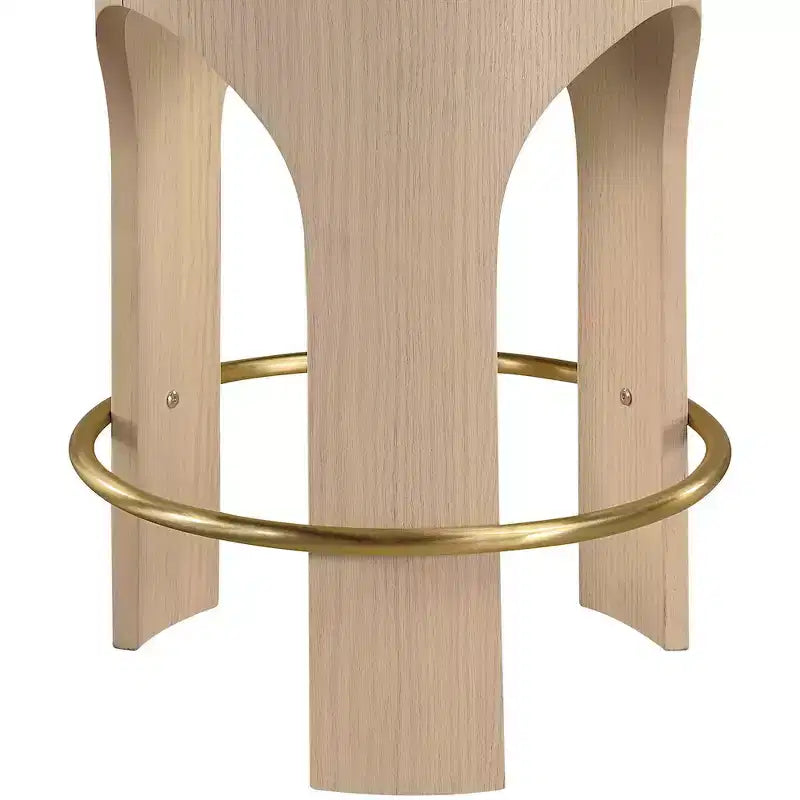 Tabouret de comptoir rembourré en velours Bocceli à finition naturelle