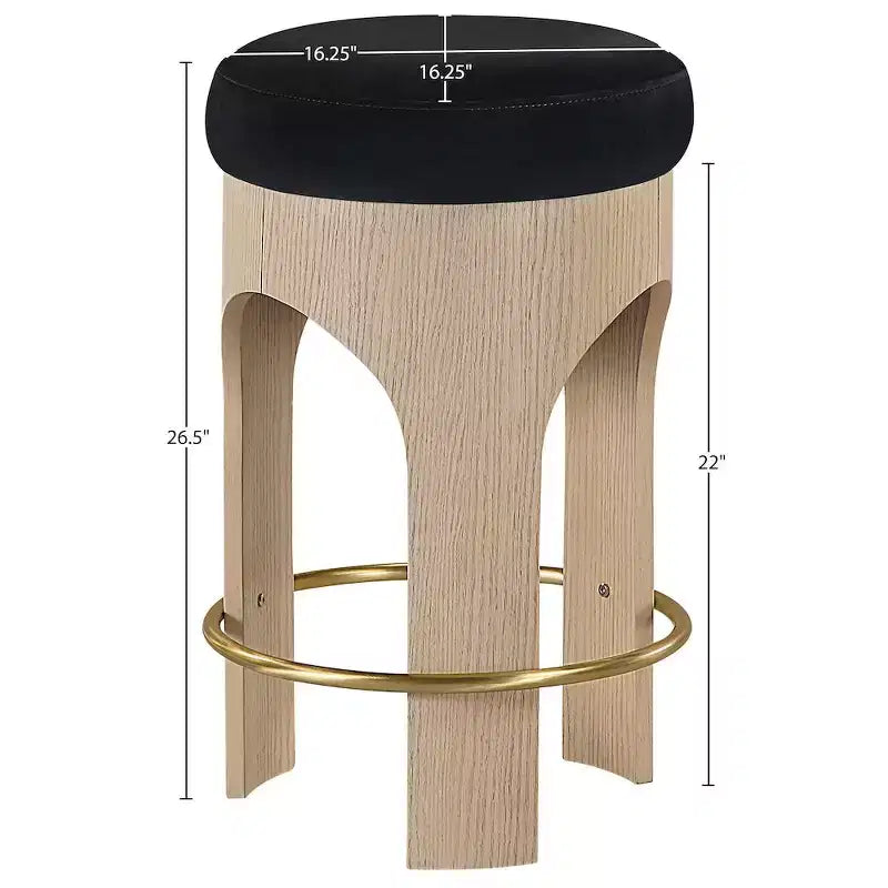 Tabouret de comptoir rembourré en velours Bocceli à finition naturelle
