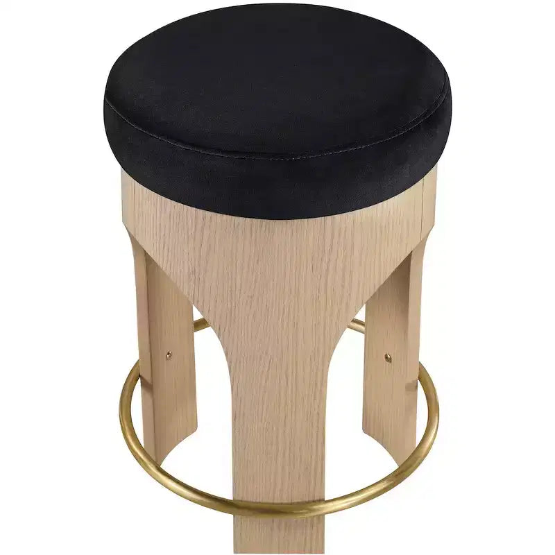 Tabouret de bar rembourré en velours finition naturelle