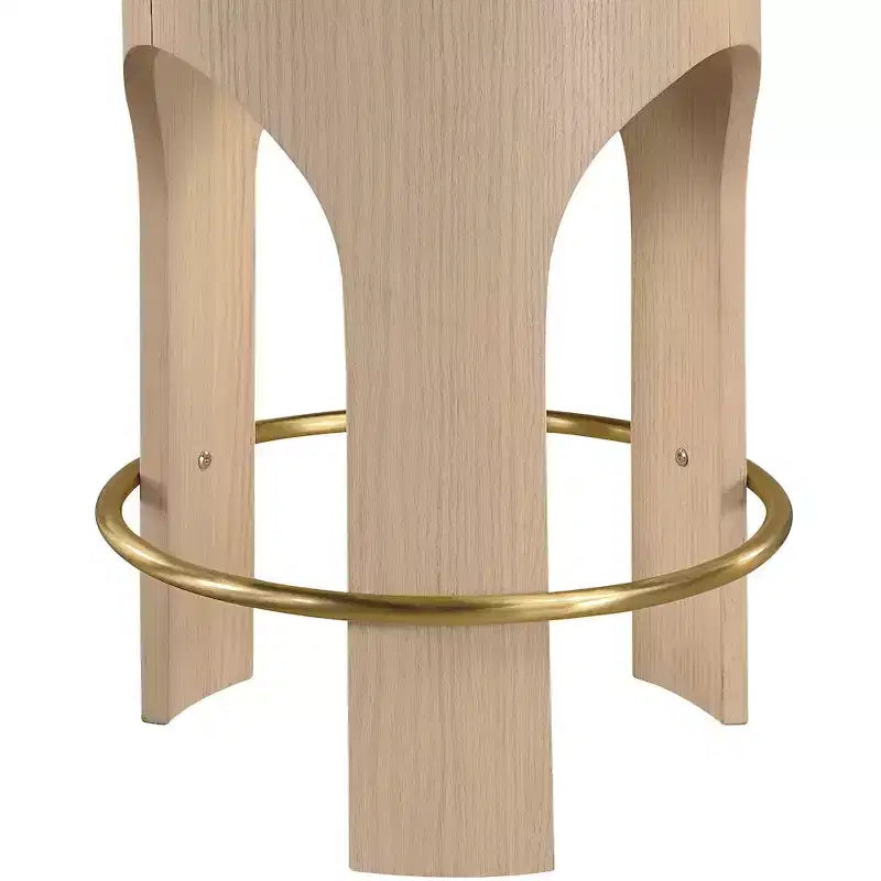 Tabouret de bar rembourré en velours finition naturelle