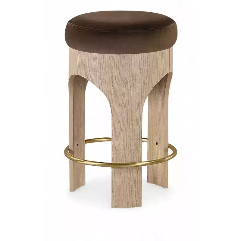 Tabouret de comptoir rembourré en velours Bocceli à finition naturelle