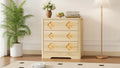 Commode haute Boho en rotin, 5 tiroirs, en bois, pour chambre à coucher, placard, chambre d'enfant, salon, finition naturelle