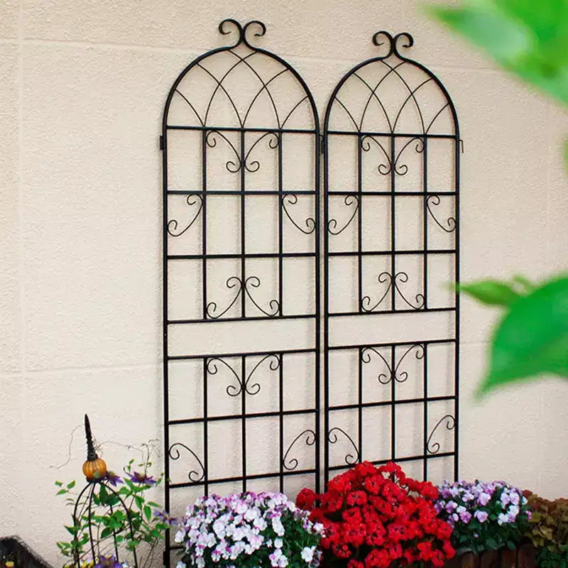 Treillis de jardin en métal noir antirouille pour plantes grimpantes, 71 x 19,7 po