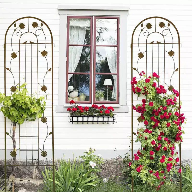 Treillis de jardin en métal noir antirouille pour plantes grimpantes, 71 x 19,7 po
