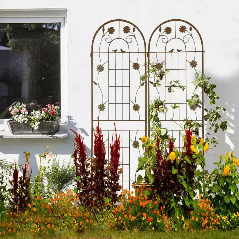 Treillis de jardin en métal noir antirouille pour plantes grimpantes, 71 x 19,7 po