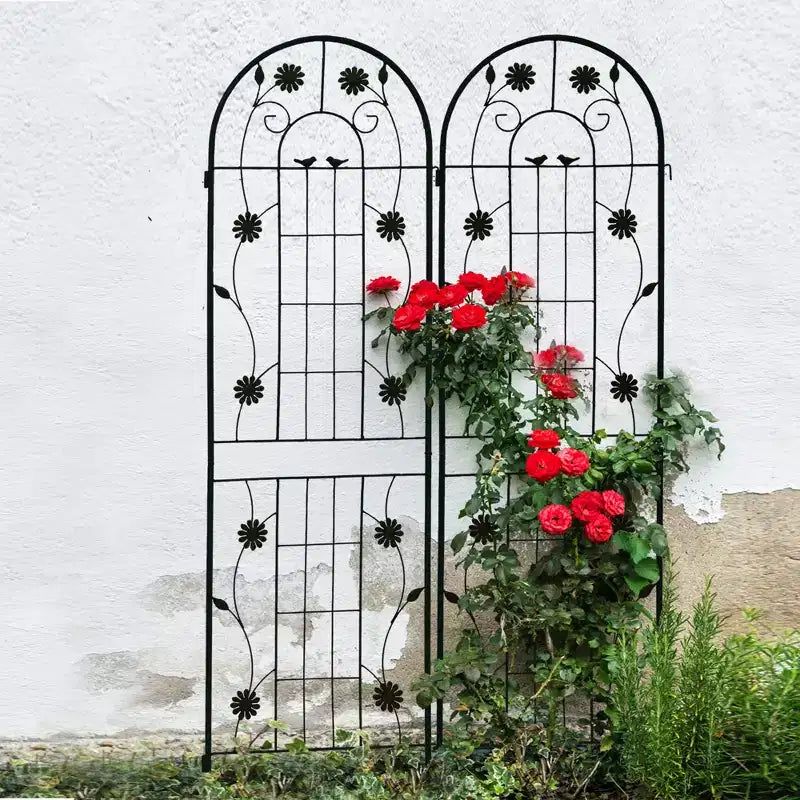 Treillis de jardin en métal noir antirouille pour plantes grimpantes, 71 x 19,7 po