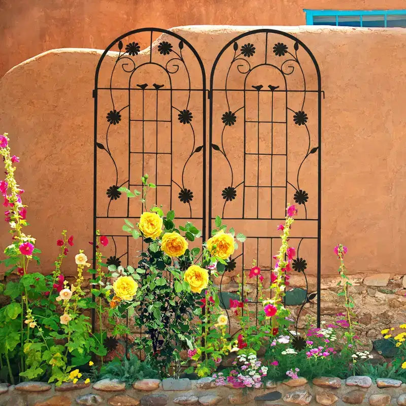 Treillis de jardin en métal noir antirouille pour plantes grimpantes, 71 x 19,7 po