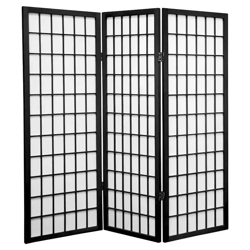 Paravent Shoji 3 panneaux, style vitre, 1,22 m de haut