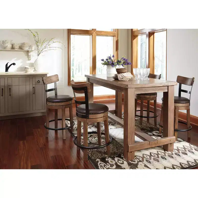 Tabourets de bar pivotants hauteur comptoir marron clair