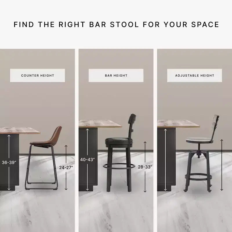 Tabourets de bar pivotants hauteur comptoir marron clair