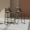 Set of 2 Jackson Barstool Brown - Finch: Eames-Inspired, Microfiber Seat, Metal Legs, Fixed Height 29"