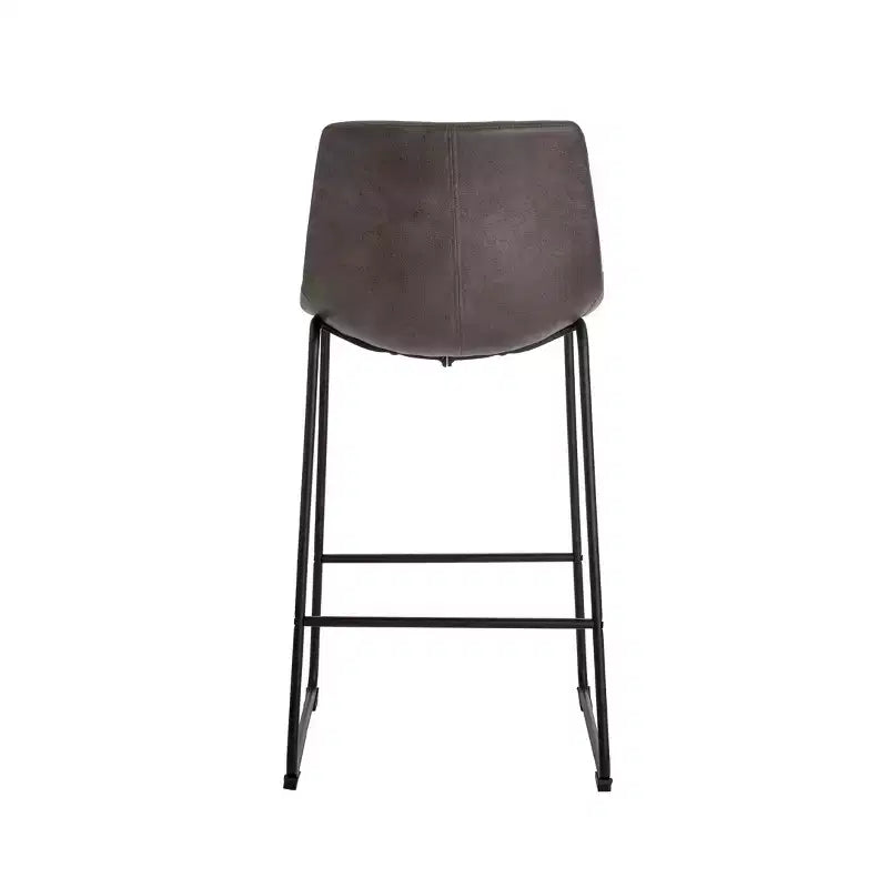 Tabouret de bar marron, assise en microfibre, pieds en métal, hauteur fixe 29