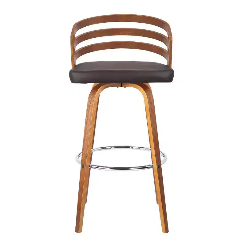 Tabouret de bar pivotant brun, hauteur 30", style Mid-Century