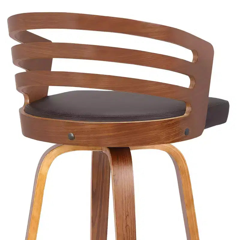 Tabouret de bar pivotant brun, hauteur 30", style Mid-Century