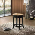 Tabouret de bar pivotant à hauteur de comptoir Rush noir : Bois massif, jonc tressé, sans accoudoirs