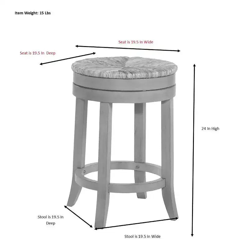 Tabouret de bar pivotant à hauteur de comptoir Rush noir : Bois massif, jonc tressé, sans accoudoirs