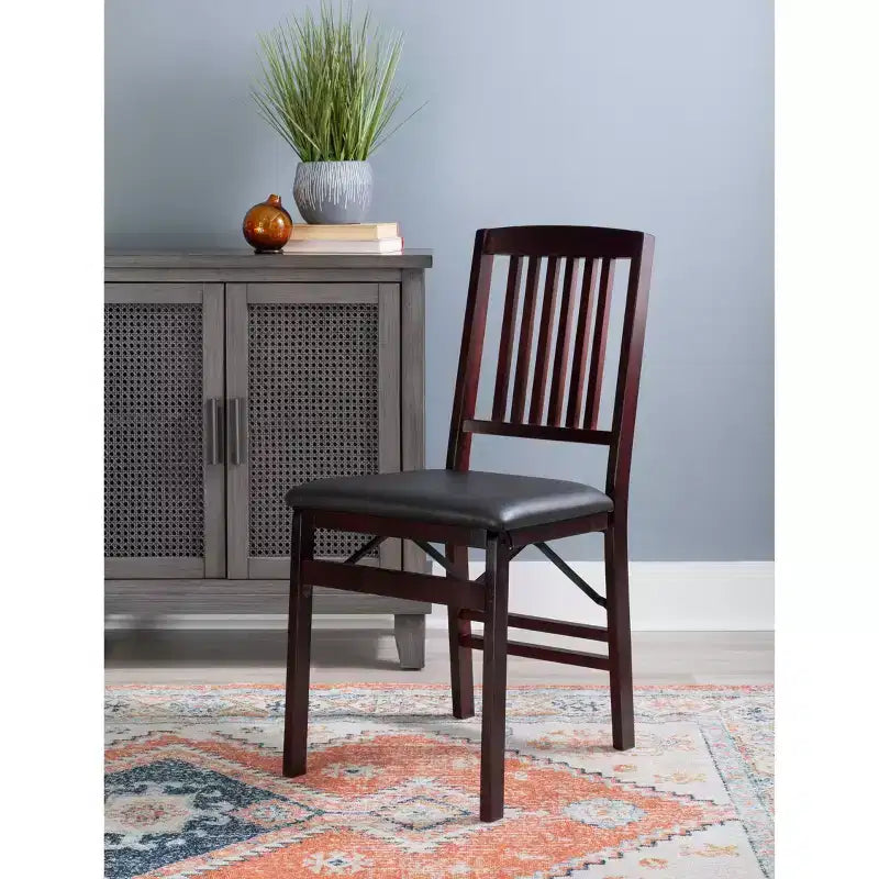 Chaise pliante en similicuir espresso