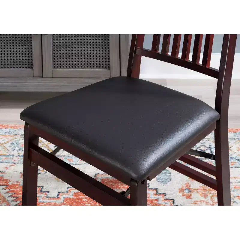 Chaise pliante en similicuir espresso