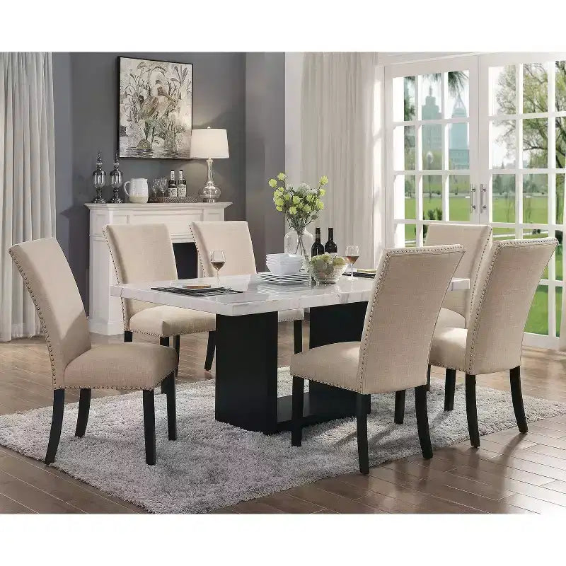Chaises d'appoint avec assise rembourrée Noir/Beige