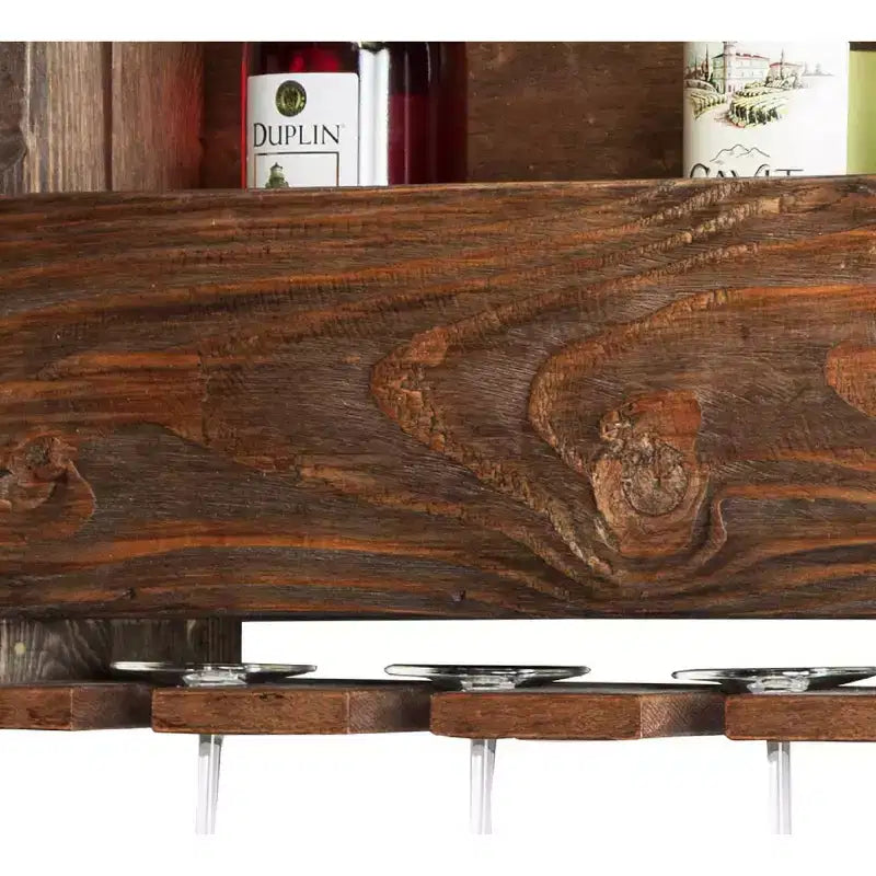 Casier à vin en bois dur de 91 cm, marron