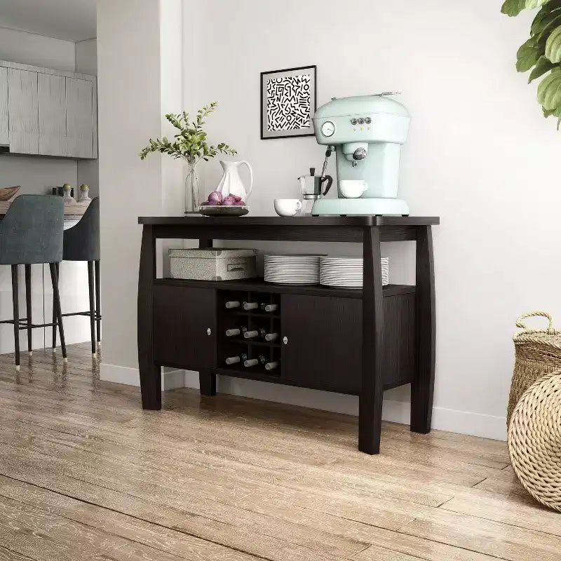 Modern Bold Curved Dining Buffet Espresso