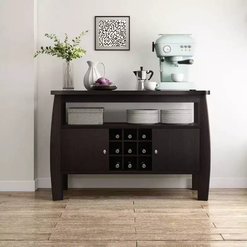 Modern Bold Curved Dining Buffet Espresso