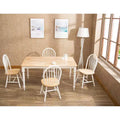 Table de salle à manger Bois/Marron/Blanc - Cadre en hévéa, 6 places, Rectangulaire, Piétement 4 pieds, 60 Longueur, 36 Largeur