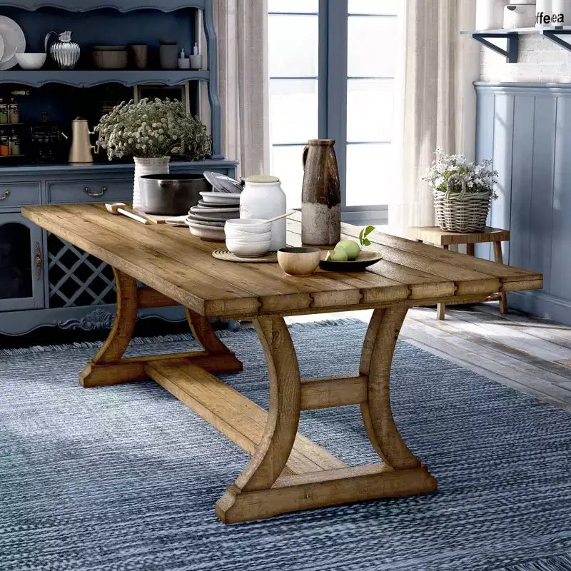 Table de salle à manger en pin massif Pin rustique