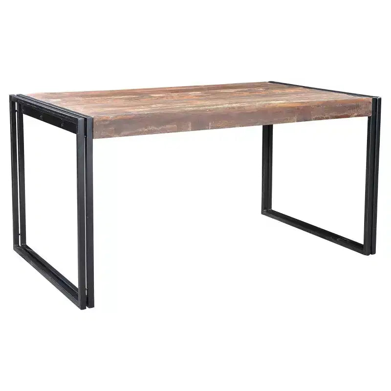 Table à manger 71" en bois récupéré vieilli avec pieds en fer Naturel/Noir