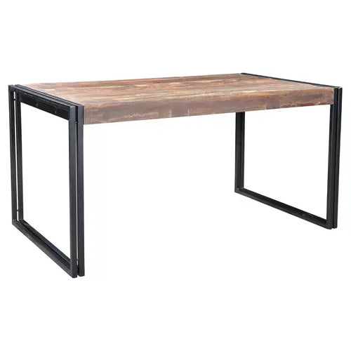 Table à manger 71" en bois récupéré vieilli avec pieds en fer Naturel/Noir