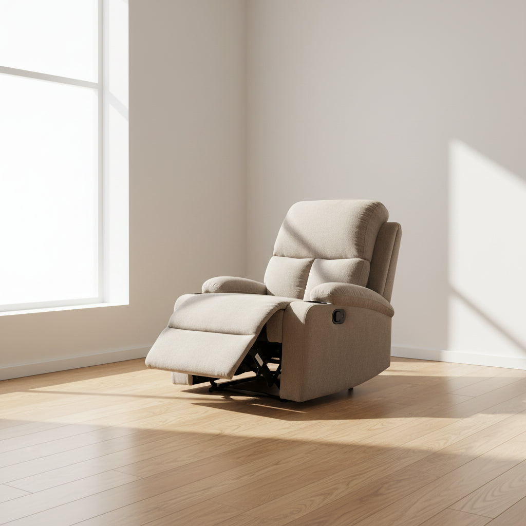 Rosia Linen Side Lever Recliner Gray - Acme Furniture: Microfiber, Side Handle, Cup Holders