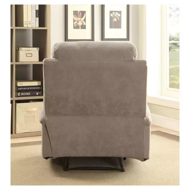 Fauteuil inclinable gris à levier latéral en lin