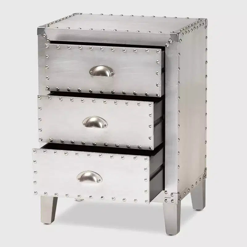Table de chevet Claude Metal 3 tiroirs Argent
