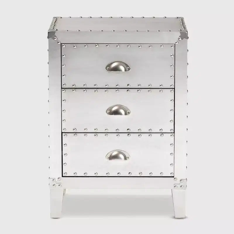 Table de chevet Claude Metal 3 tiroirs Argent