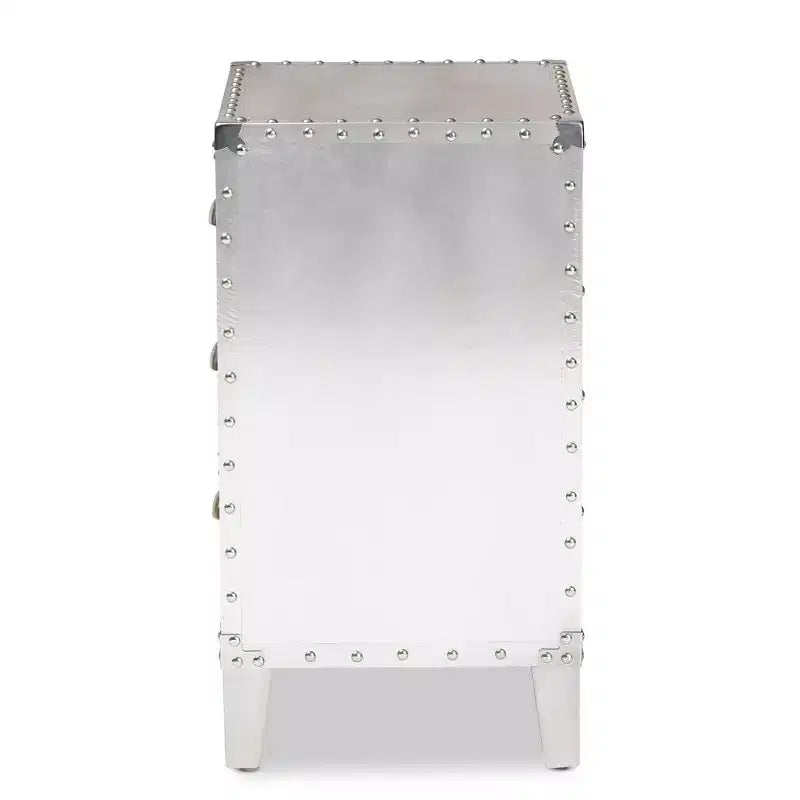 Table de chevet Claude Metal 3 tiroirs Argent