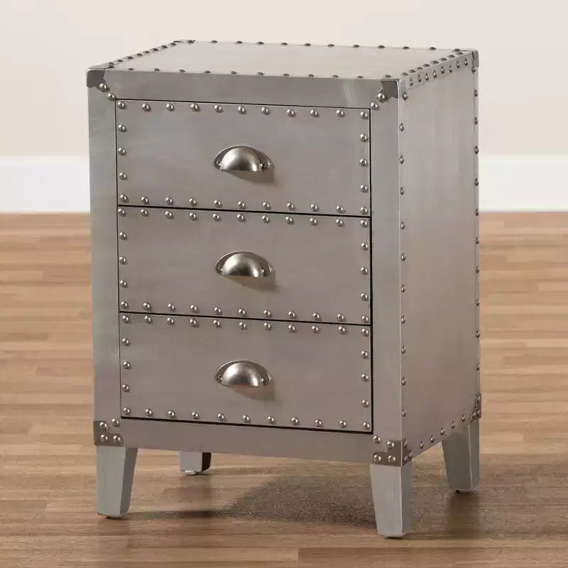 Table de chevet Claude Metal 3 tiroirs Argent