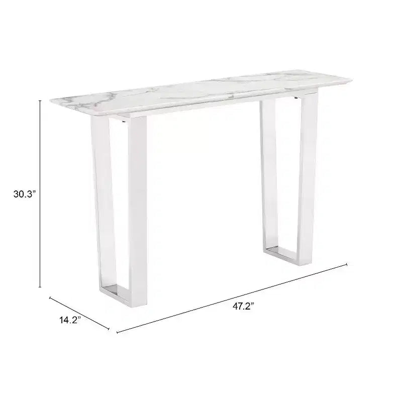 Table console rectangulaire moderne en faux marbre
