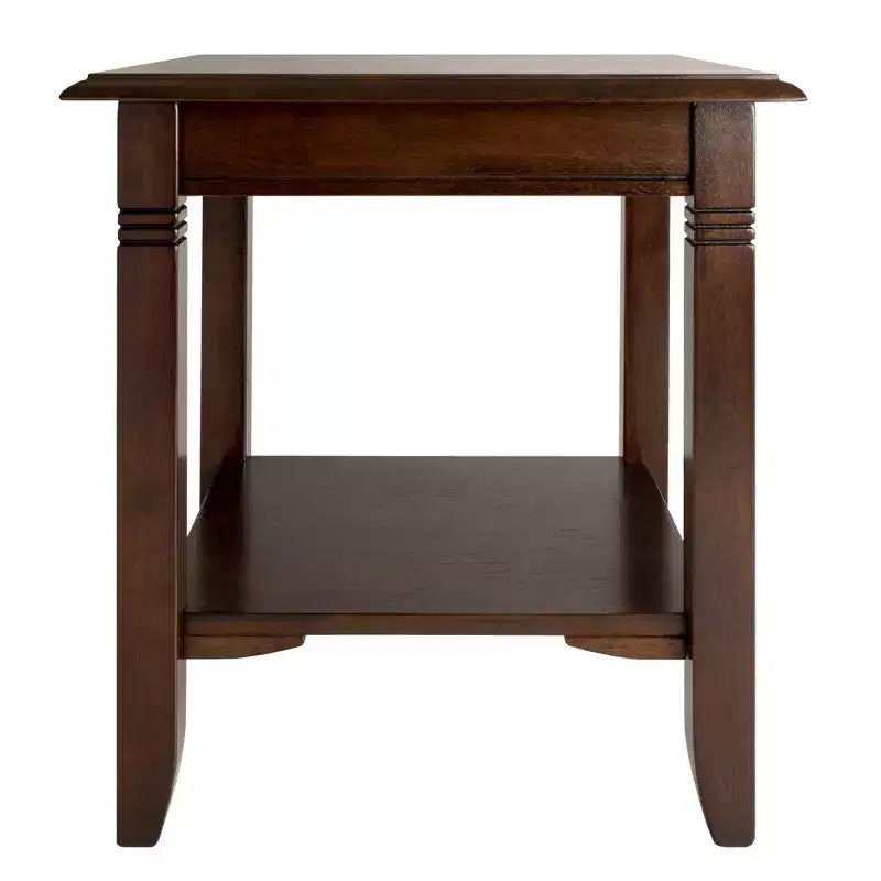 Table d'appoint - Bois massif, composite, pieds nervurés, étagère fixe